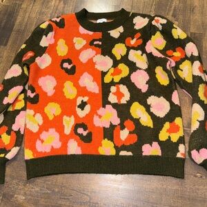Voy boutique Colorful Patterned Women's Sweater floral faux anthropology